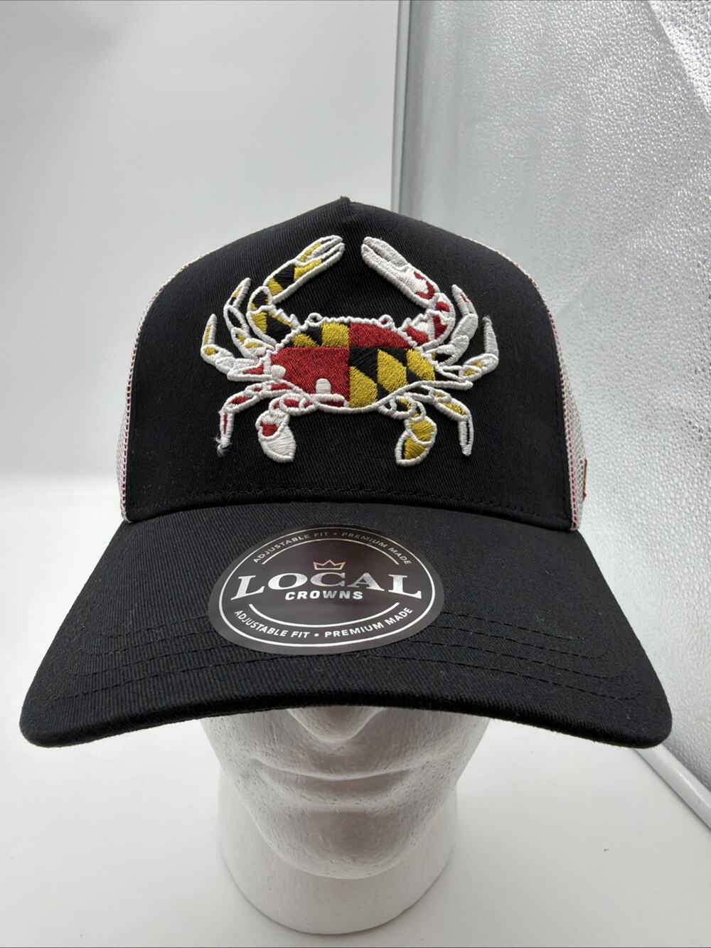 Maryland Crab Flag Adjustable Snapback Cap Hat Gray / White Local Crowns By Lids
